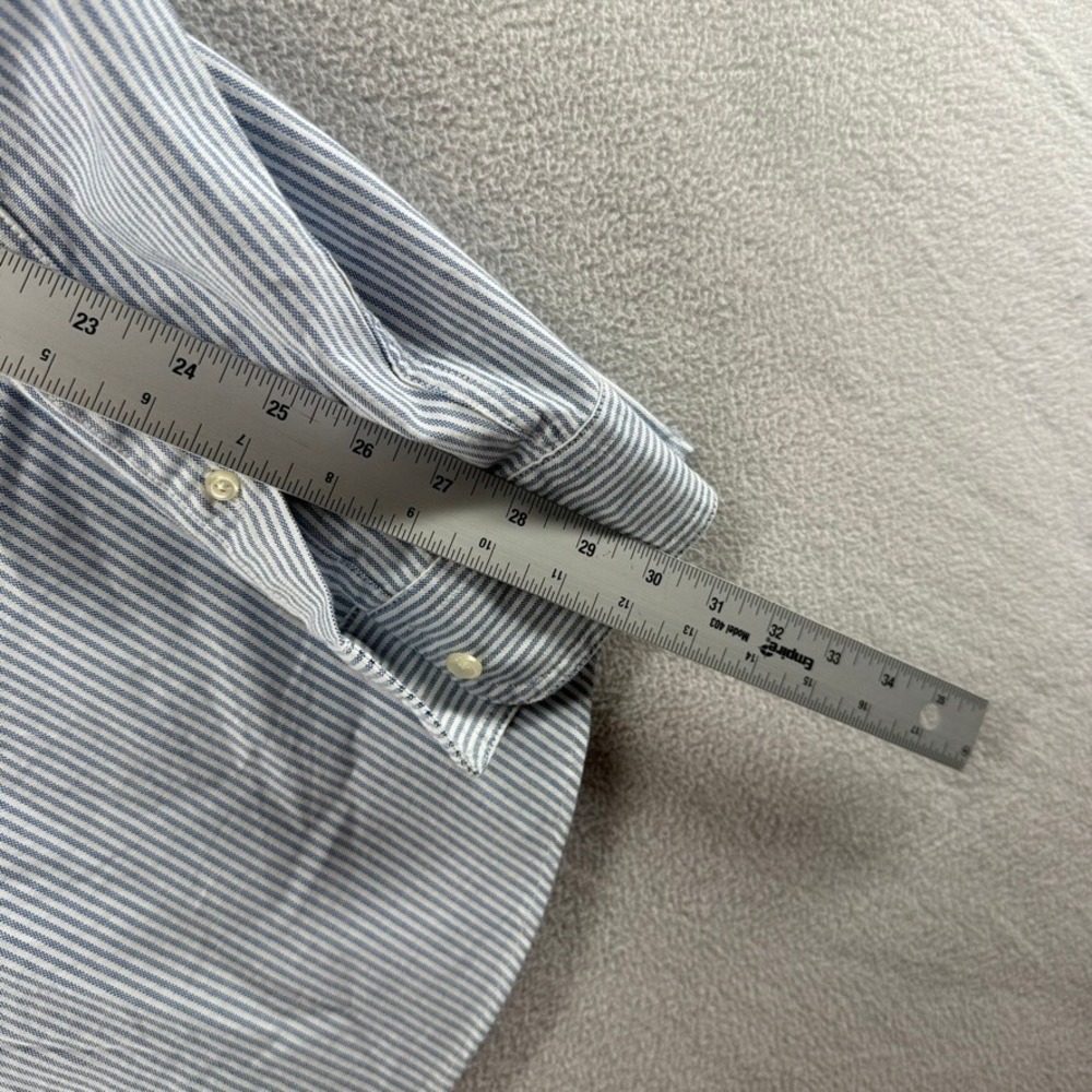 Chaps Button Down Mens XL Blue Striped Stretch Oxford Casual Cotton Blend Ivy - Picture 7 of 9